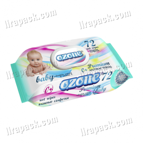картинка Влажные салфетки "Ozone" (72шт/20кор) клапан Premium "календула и вит.Е" магазина Лирапак
