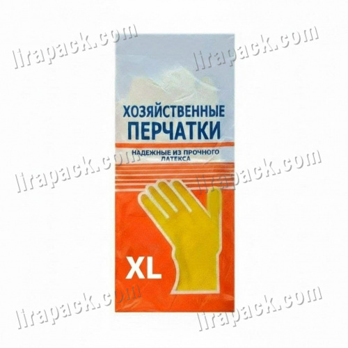картинка Перчатки латексные хозяйственные размер ХL (40 гр.) (240пар/кор) Linger магазина Лирапак