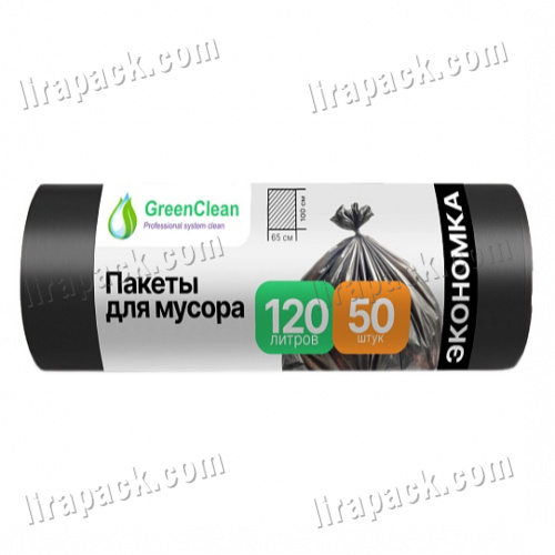 картинка Мусорный пакет 120 л. "Экономка" Черный 25 мкм ПНД размер 65*100см (50шт/6рул) магазина Лирапак