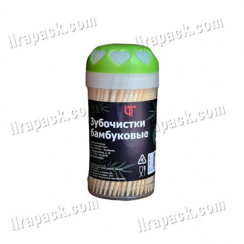 картинка Зубочистки в банках с поворот. крышкой 160 шт. (240уп) Linger магазина Лирапак