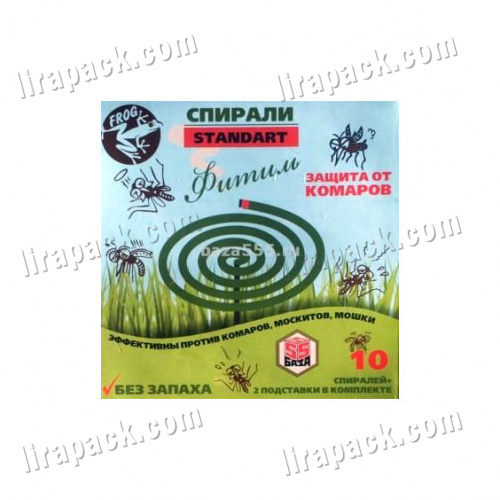 картинка Спирали от комаров "FROG" Стандарт с подставкой (10шт/60уп) магазина Лирапак