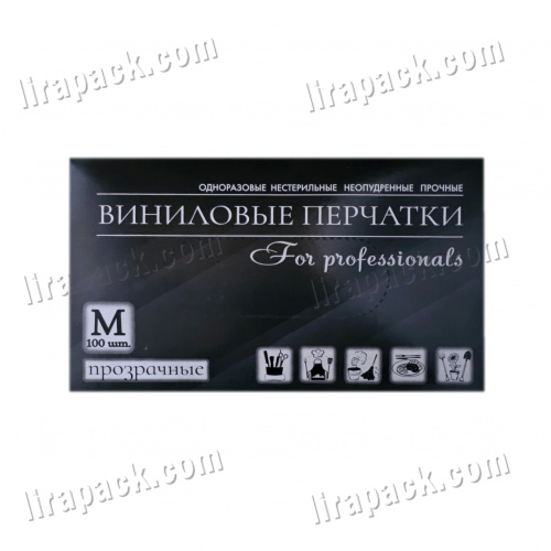картинка Перчатки Виниловые неопудренные Прозрачные размер M (100шт/10уп) Linger магазина Лирапак