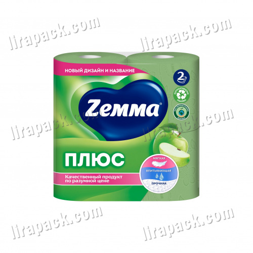картинка Туалетная бумага ZEMMA плюс 2слоя (4рул/16уп) "яблоко" магазина Лирапак