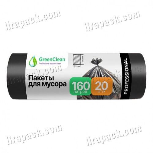 картинка Мусорный пакет 160 л. "Профессионал" Черный 30 мкм ПВД размер 85*105см (20шт/10рул) магазина Лирапак