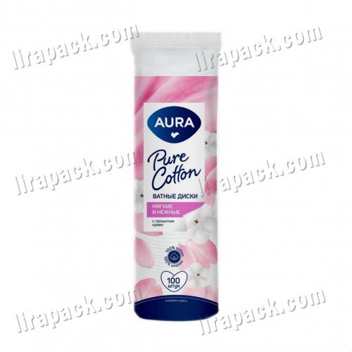 картинка Ватные диски "AURA" (100шт/35уп) магазина Лирапак