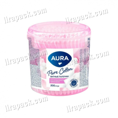 картинка Ватные палочки "AURA" Стакан (200шт/18уп) магазина Лирапак
